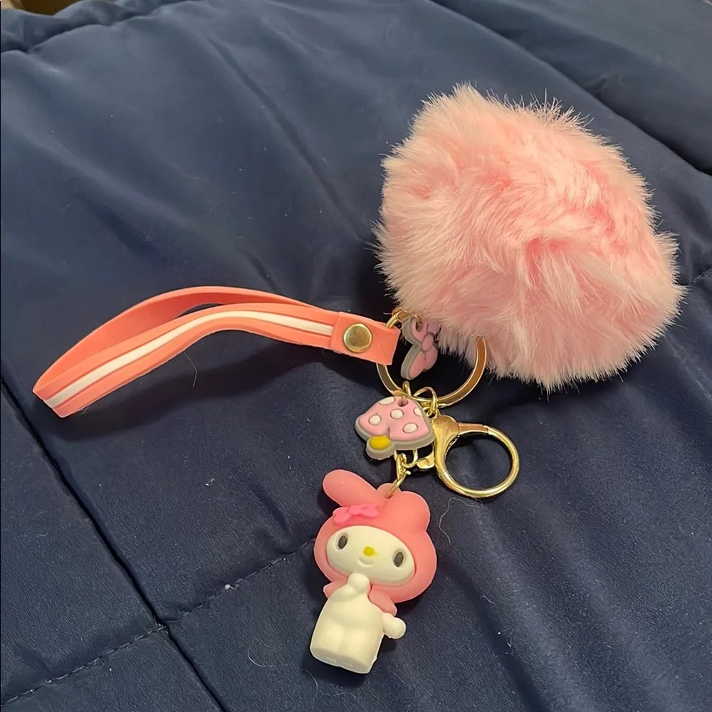 Pink Plush Keychain with hello Kitty Character